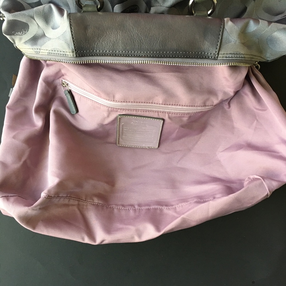 Coach Ashley Satchel Handbag Monogram Jacquard Gray Shoulder Strap Handle - Picture 4 of 13